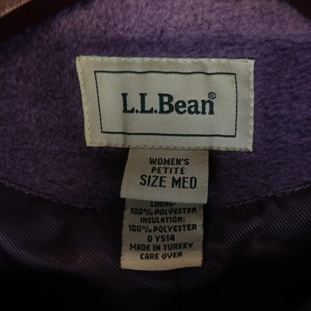 LL Bean Jacket Wool Blend Winter Coat Purple Womens Size Medium Lined Vintage - Picture 2 of 8